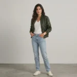 Women's Lightweight Bomber Jacket – Casual Zip Up Flight Jacket with Pockets - Dark Green