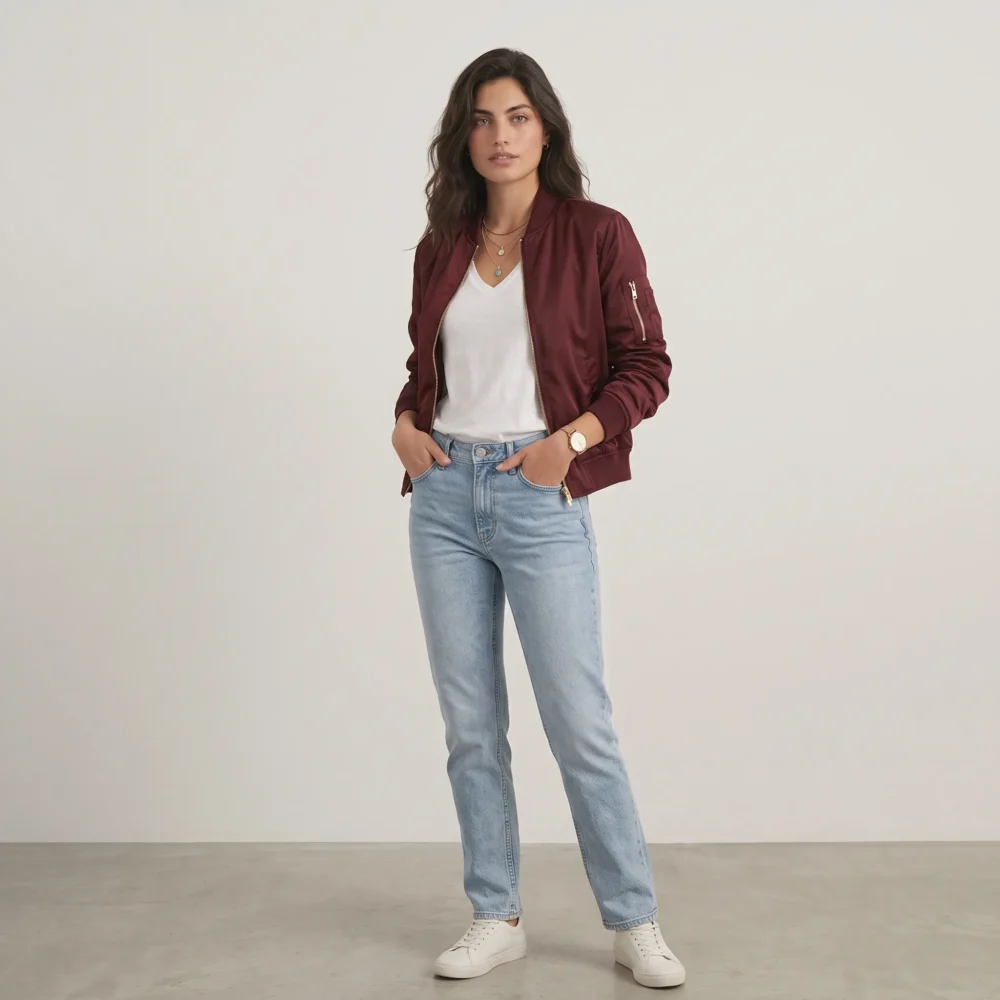 Women's Lightweight Bomber Jacket – Casual Zip Up Flight Jacket with Pockets