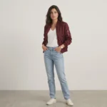 Women's Lightweight Bomber Jacket – Casual Zip Up Flight Jacket with Pockets - Wine Red