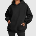 Women's Oversized Fleece Hoodie – Casual Pullover Sweatshirt Jumper Loungewear - Black