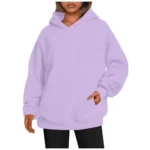 Women's Oversized Fleece Hoodie – Casual Pullover Sweatshirt Jumper Loungewear - Light purple