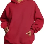 Women's Oversized Fleece Hoodie – Casual Pullover Sweatshirt Jumper Loungewear - Red