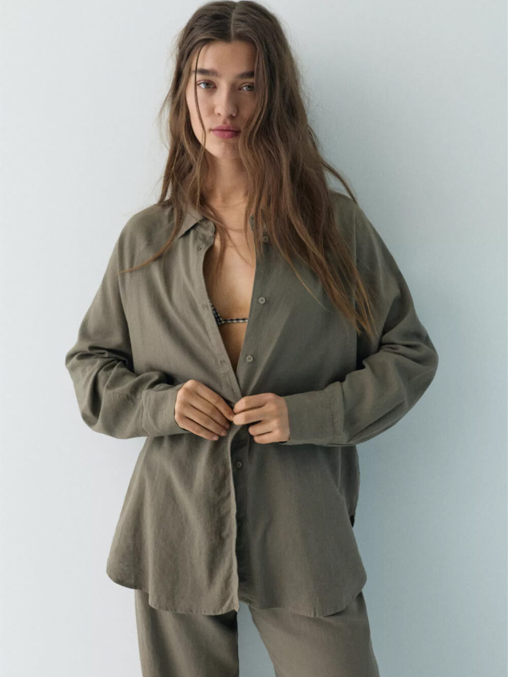 Rustic linen blend shirt