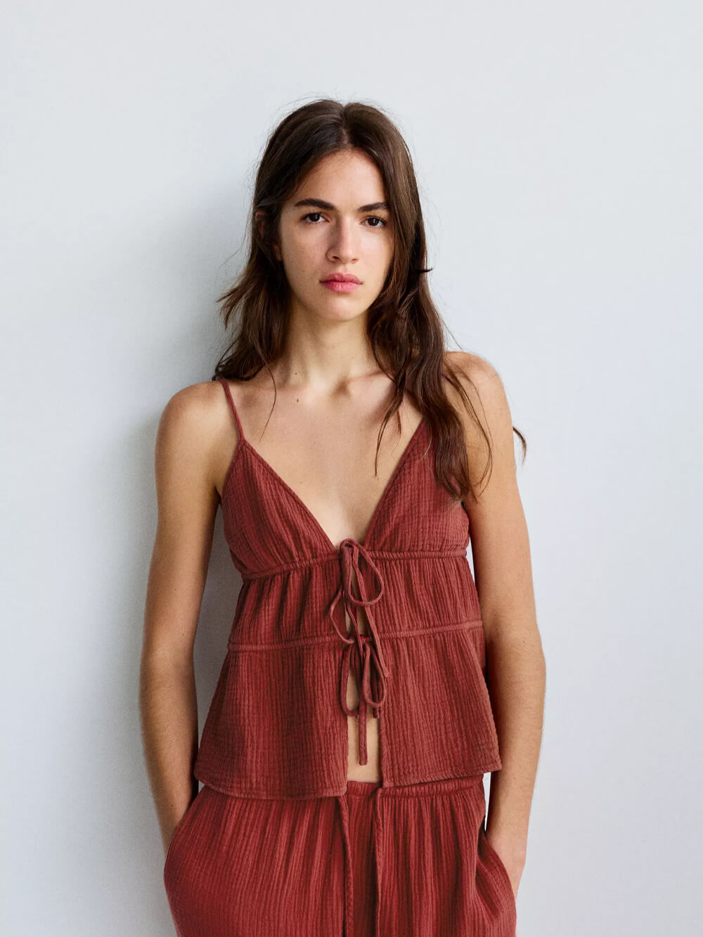 Halter neck top with buttons