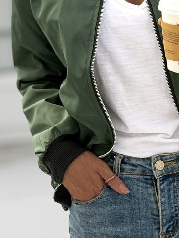 Women’s Lightweight Bomber Jacket – Casual Zip-Up Jacket with Pockets