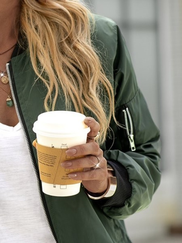 Women’s Lightweight Bomber Jacket – Casual Zip-Up Jacket with Pockets