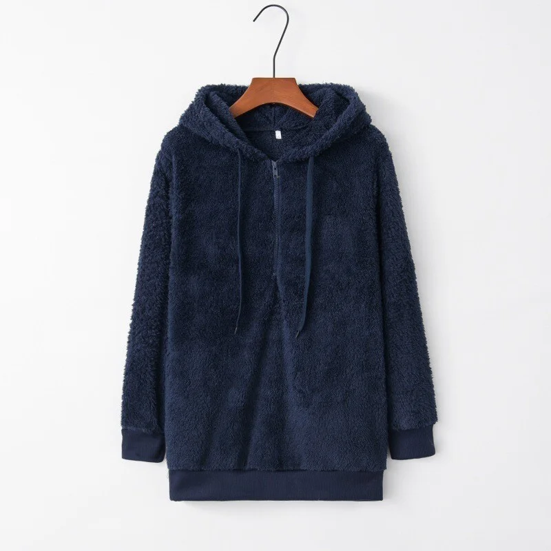 Women's Fluffy Fleece Hoodie – Cosy Winter Pullover Sweatshirt detail photo 13