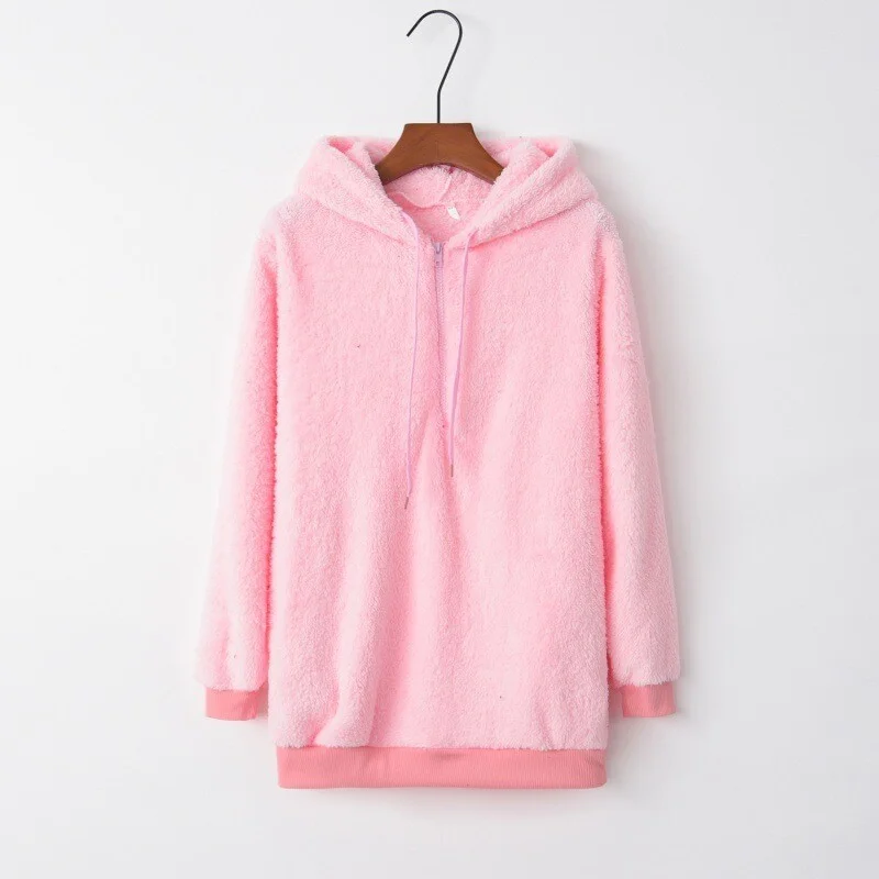 Women's Fluffy Fleece Hoodie – Cosy Winter Pullover Sweatshirt detail photo 18