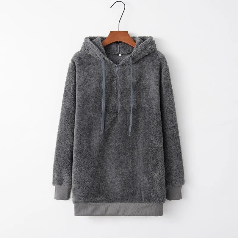 Women's Fluffy Fleece Hoodie – Cosy Winter Pullover Sweatshirt detail photo 23