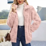 Women's Teddy Fleece Coat – Faux Fur Zip Up Winter Jacket - Pink