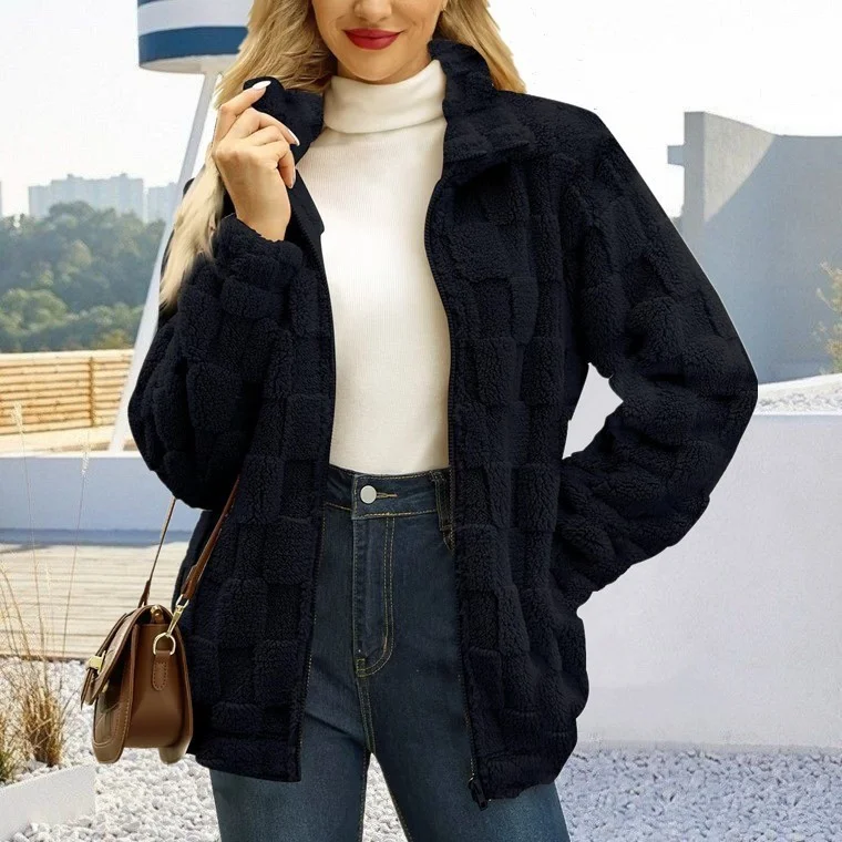 Women's Teddy Fleece Coat – Faux Fur Zip Up Winter Jacket detail photo 6