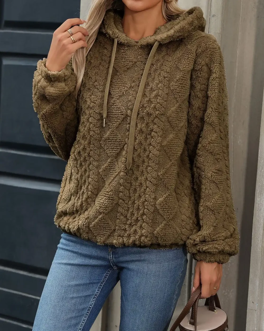 Women's Teddy Fleece Hoodie – Warm Pullover Sweatshirt, Casual Winter Jumper detail photo 11